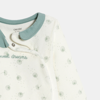 بذلة نوم من الثوب المخملي، برسوم نبتة الهندباء، باللون الأخضر للفتيات الصغيرات